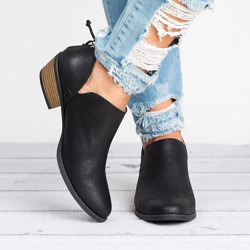 Bottines à talons hauts rétro pour femmes, chaussures d'automne