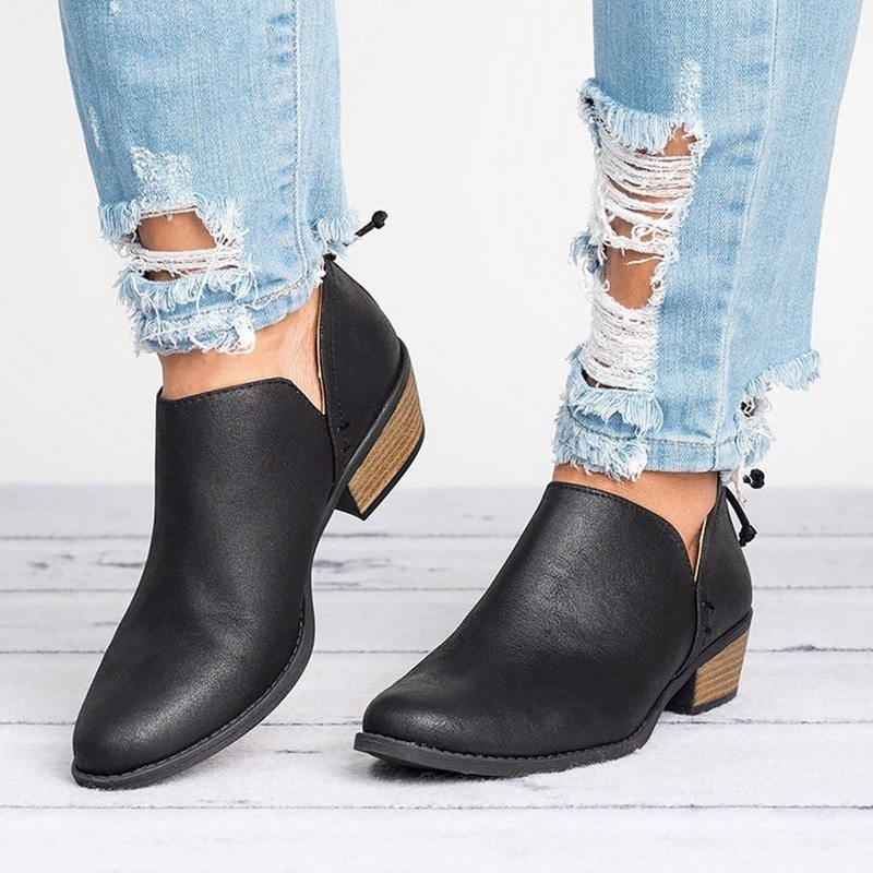 Bottines à talons hauts rétro pour femmes, chaussures d'automne