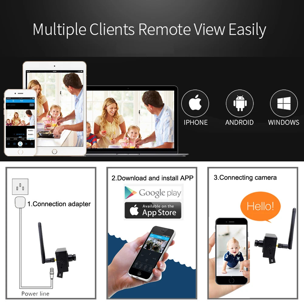 IP Camera WiFi 1080P Mini - JIENUO ONVIF Audio CCTV CamHi