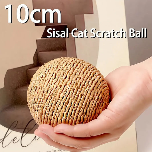 10cm Interactive Sisal Cat Scratching Ball Toy - Extra Large Rope Ball with Sound for Chewing & Playing - Deribla Store