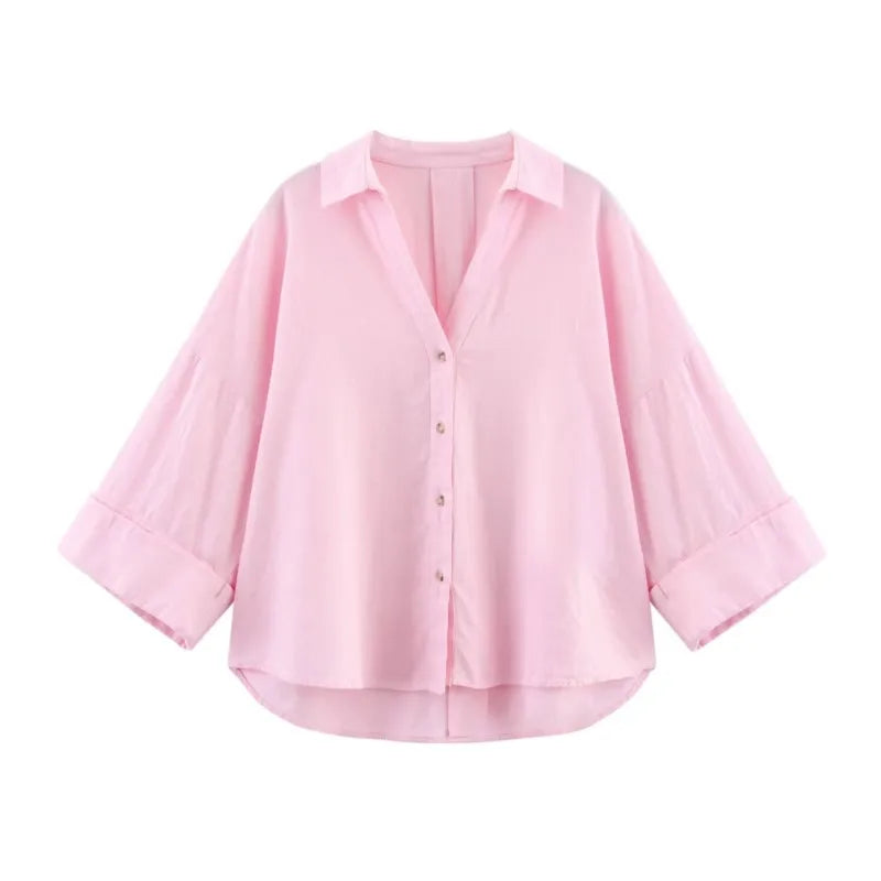 HipSeam Wide Sleeved Shirt Women Spring Asymmetric Hem