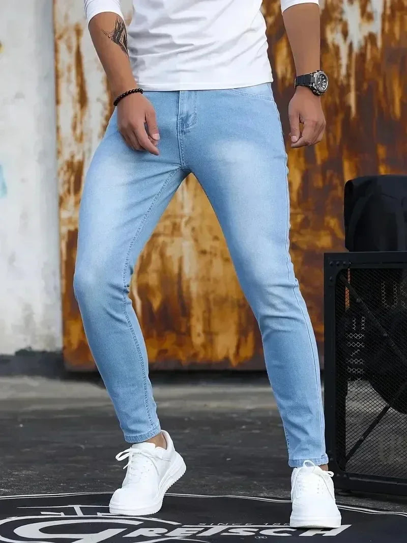 2025 Spring New Mens Slim Fit Classic Skinny Jeans Casual Street