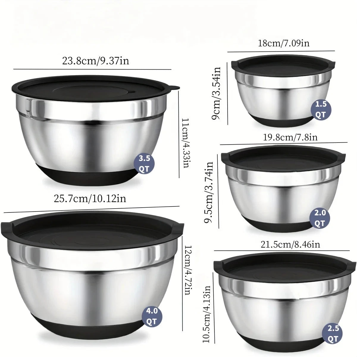 8pcs Mixing Bowls with Airtight Lids Stainless Steel Mixing Deribla Store