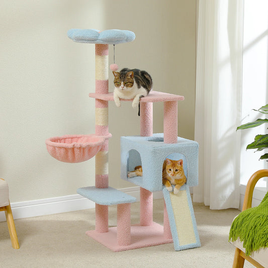 Flower Cat Tree - Multi-Level Tower with Sisal Posts, Hammock & Ramp for Indoor Cats - Deribla Store