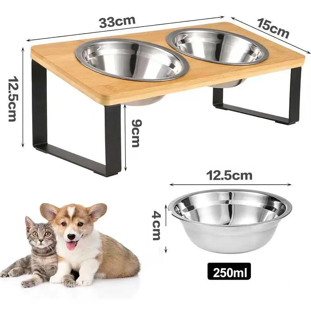 Elevated Cat Bowl Set - 15° Tilted Anti-Vomit Feeder with Non-Slip Mat - Deribla Store