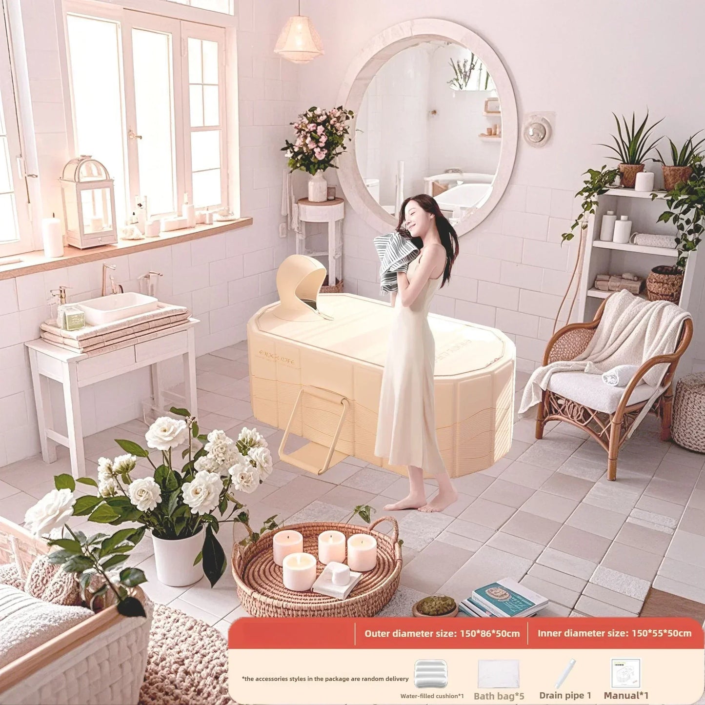 Folding Portable Bathtub - Double Adult Full Body Bath Tub - Deribla Store