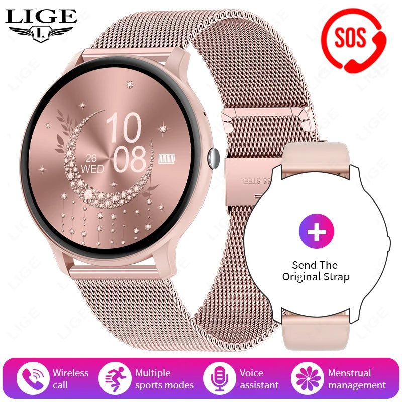 LIGE Smart Watch Women Men Bluetooth Call Sports Fitness Watches