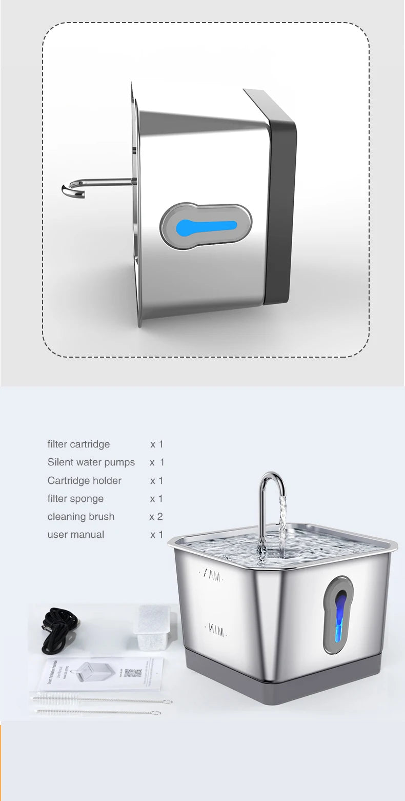 Smart Cat Water Fountain 4L - Wireless Dual Radar Stainless Steel Dispenser - Deribla Store