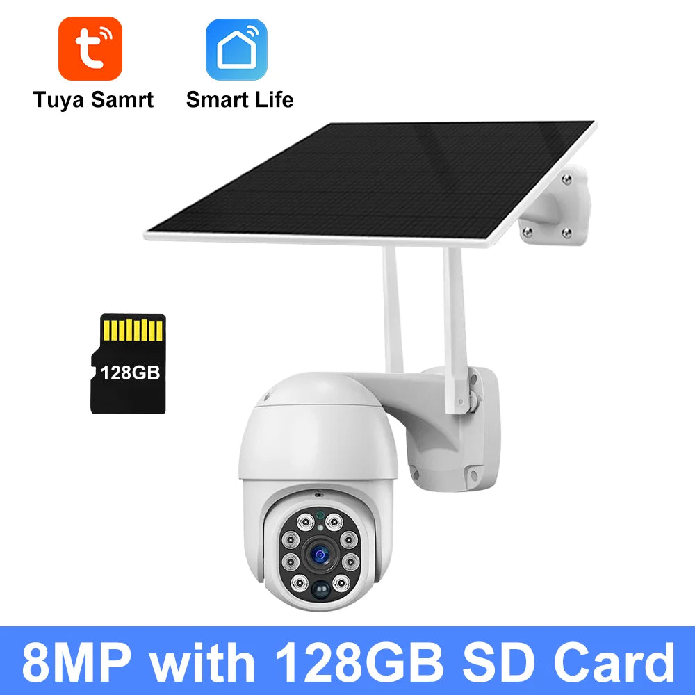 WiFi Camera Solar 8MP 4K - Tuya PIR Human Detection