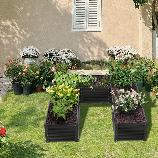 U-Shaped Galvanized Raised Garden Bed - 6x6x1.5ft Metal Planter Box, Anti-Rust & Easy Setup - Deribla Store