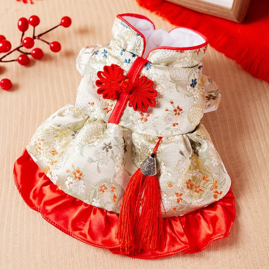 Chinese Style Dog Dress - Princess Skirt for Small Dogs & Cats - Deribla Store