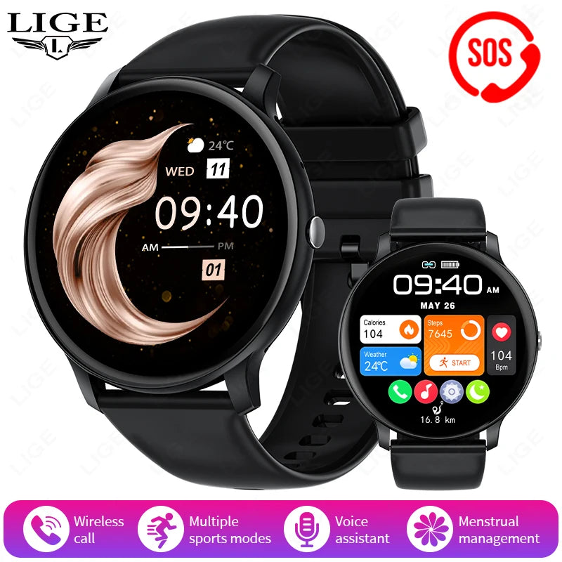 LIGE Smart Watch Women Men Bluetooth Call Sports Fitness Watches