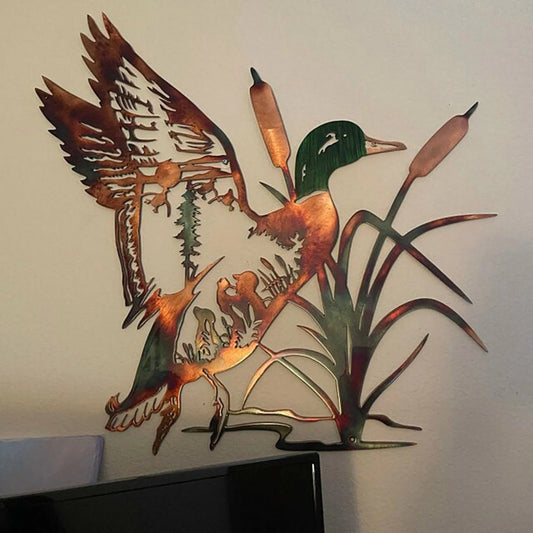Metal Wall Art Duck 3D - Hollow Silhouette Hunting Decor