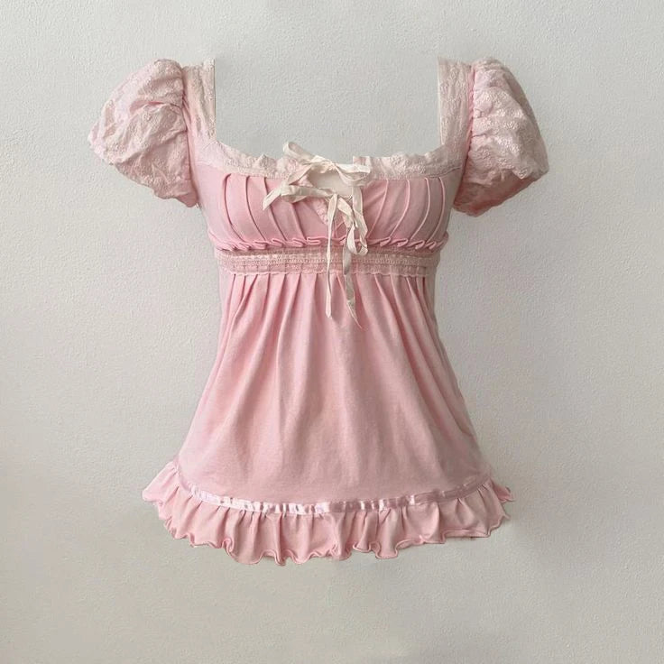Polka dot Vintage Pink Hot Cute Dress Aesthetic Slim Y2K Short