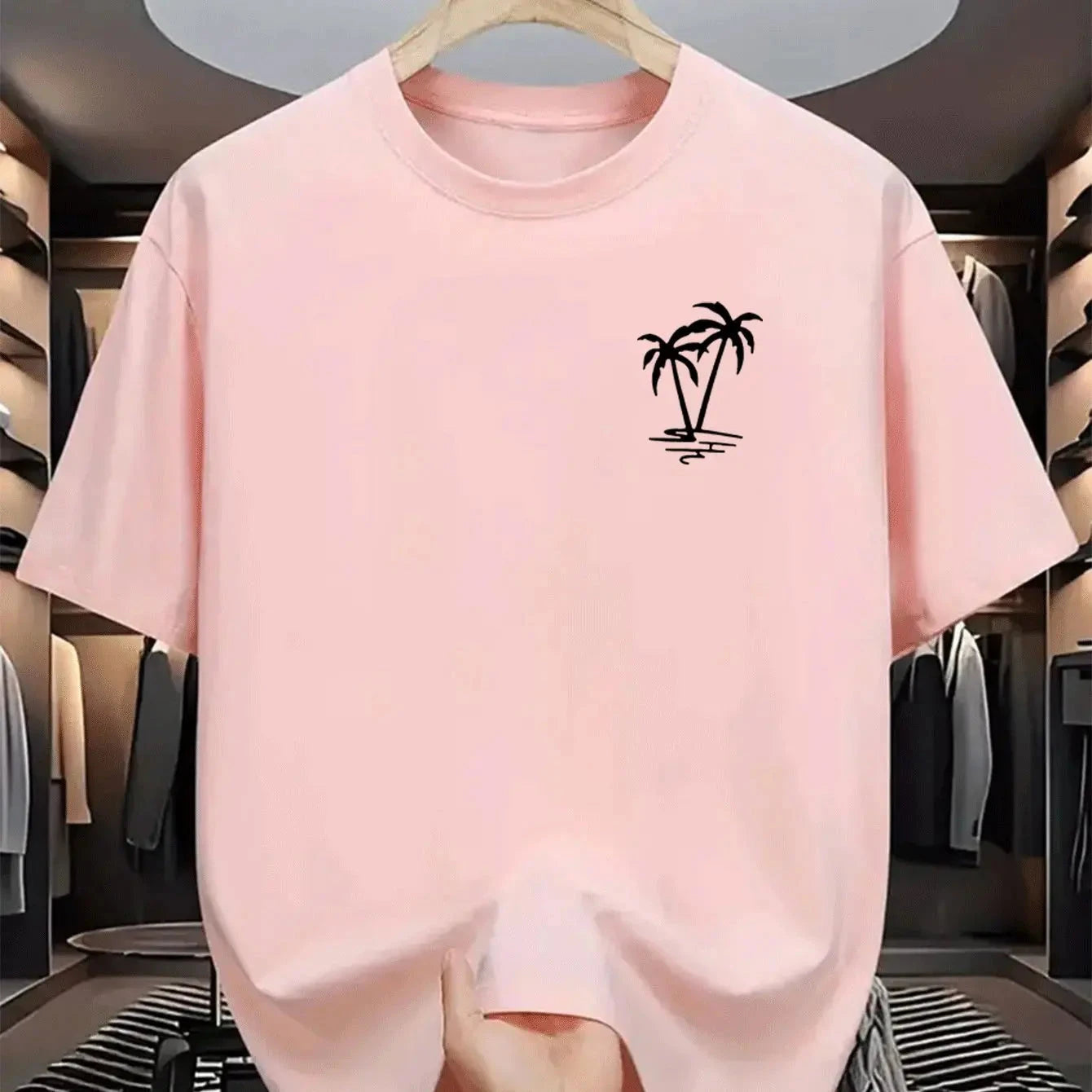 Men's summer 100% cotton fashionable casual loose coconut tree Deribla Store