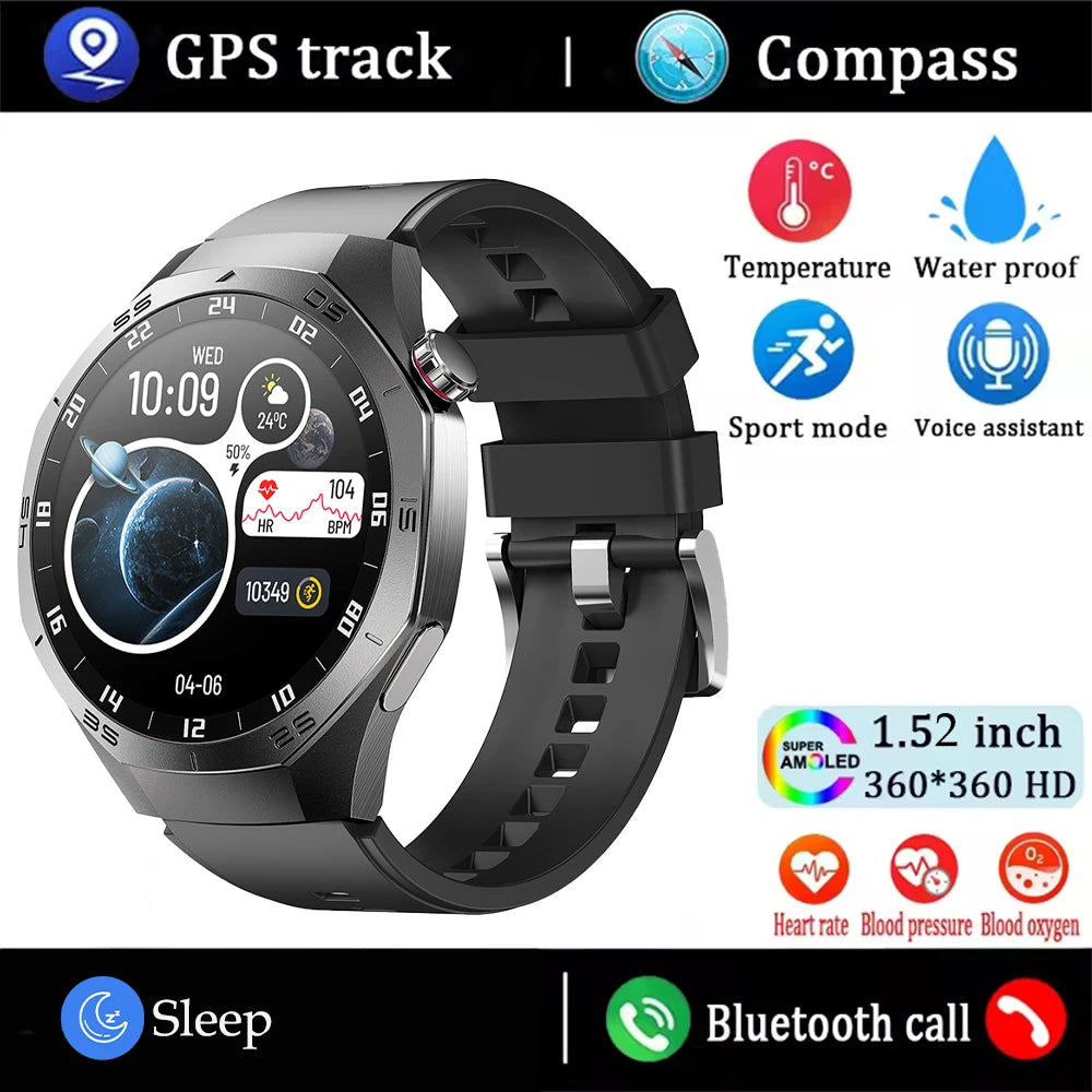2025 New NFC Smart Watch Men HD AMOLED Screen GPS
