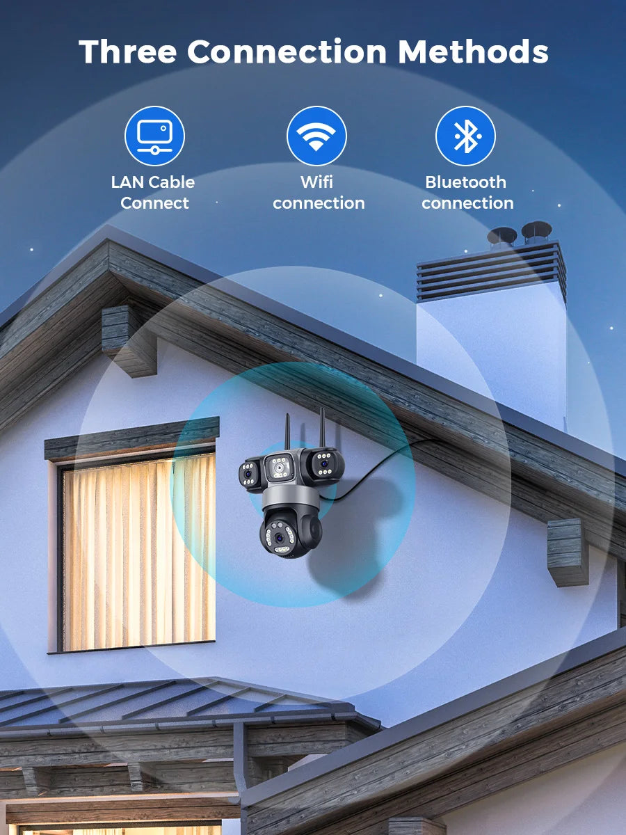 Security Camera 8K 15MP 3-Lens - WiFi PTZ Outdoor CCTV