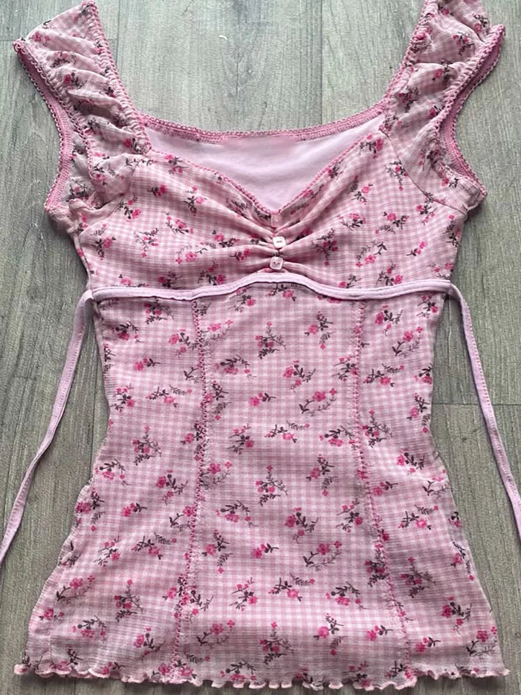 Polka dot Vintage Pink Hot Cute Dress Aesthetic Slim Y2K Short