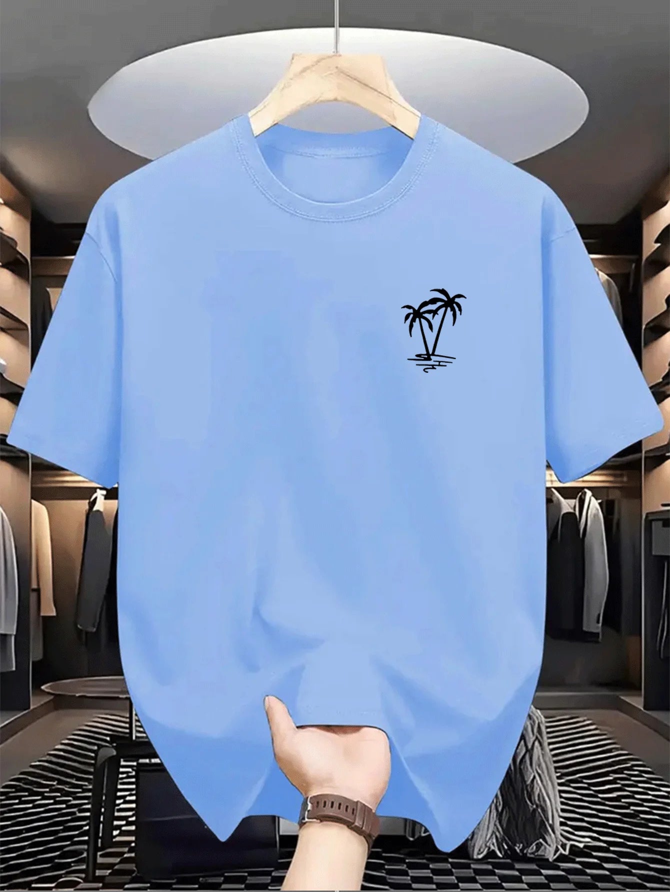 Men's summer 100% cotton fashionable casual loose coconut tree