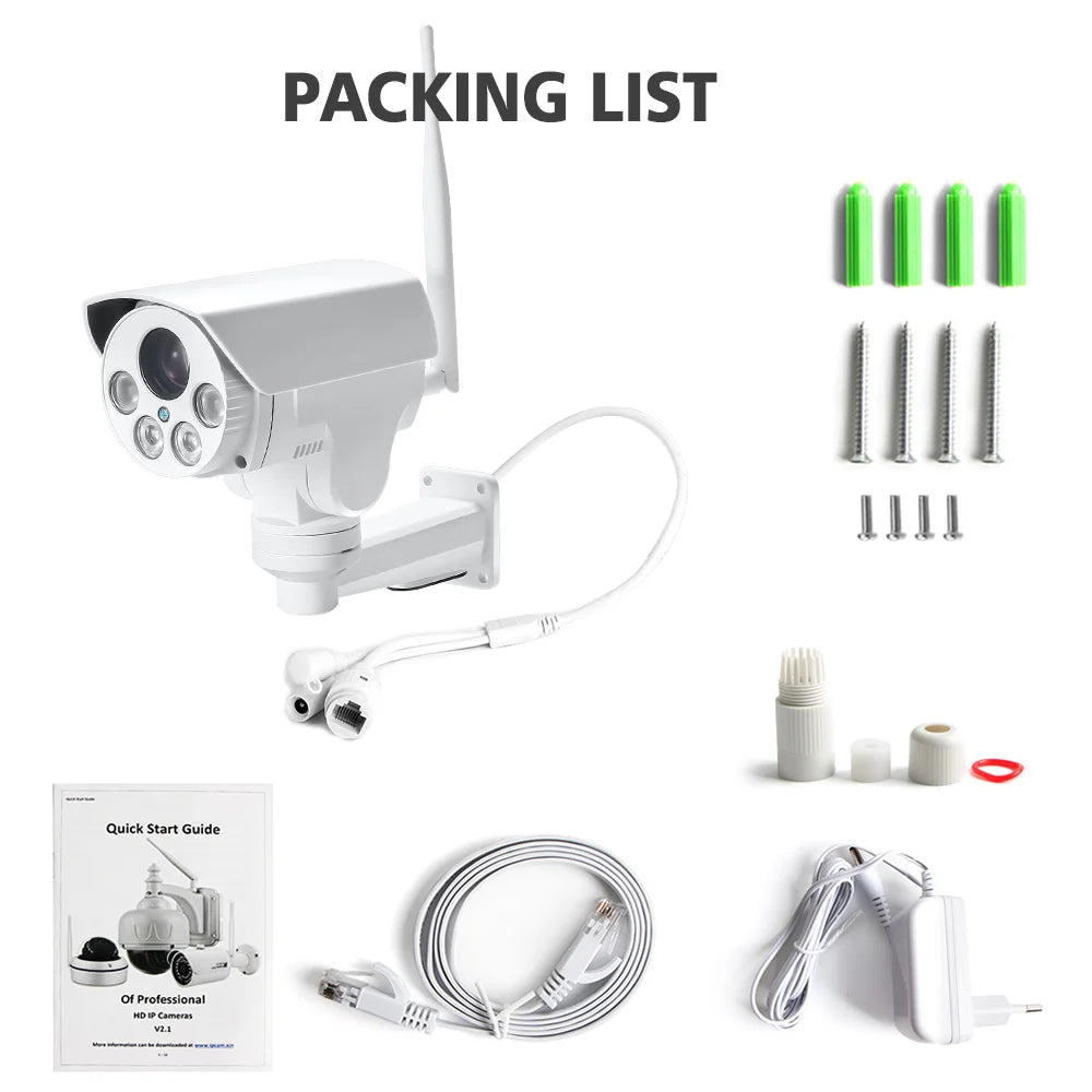 Caméra PTZ 4G WiFi 4K 8MP - 10X Zoom Outdoor IR 50M