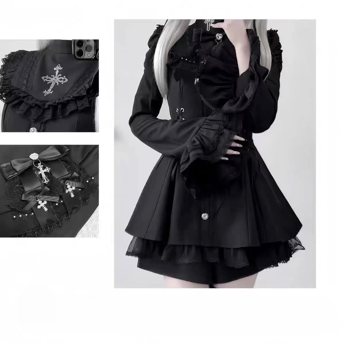 Y2k Aesthetic Lolita Style Bow Dress Shorts Set Japanese Women