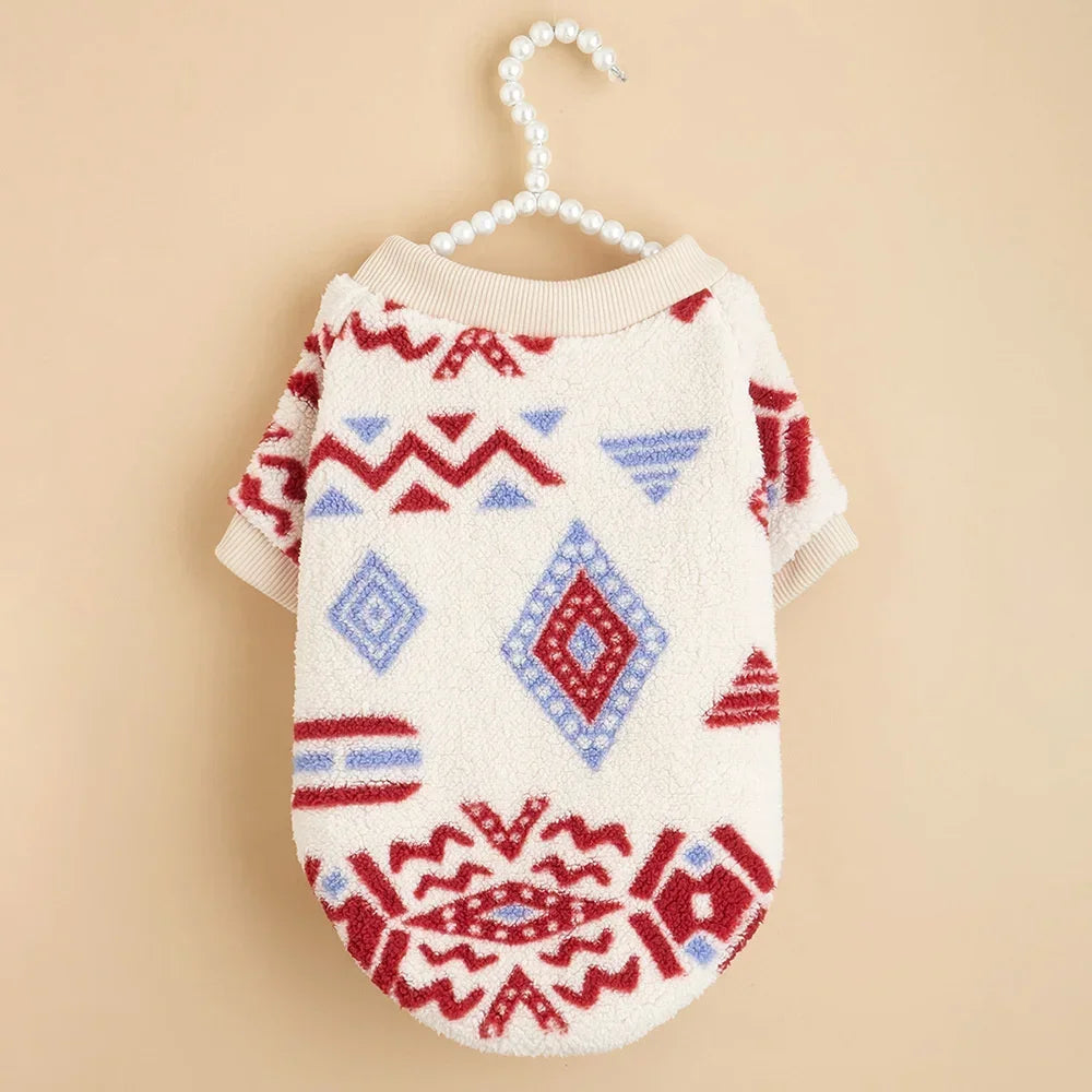 Autumn Winter Dog Clothes - Warm Plush Ethnic Style Sweater for Small Dogs & Cats - Deribla Store