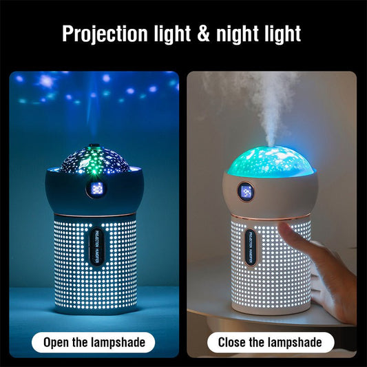 New Projection Night Light Air Humidifier Aroma Diffuser USB Rechargeable Essential Oil Diffusers Moisturizing Spray Steam Maker - Deribla Store