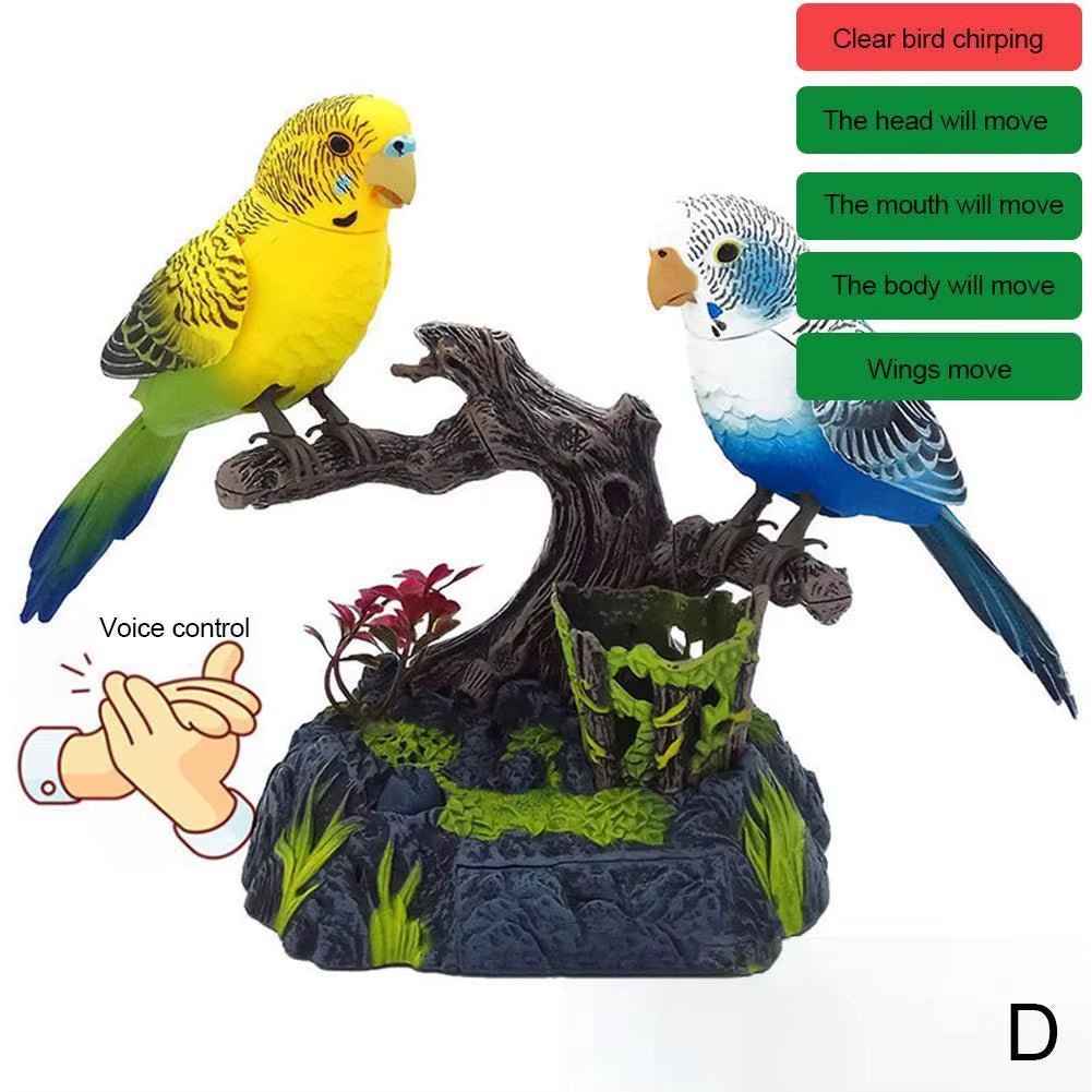 Talking Parrot Cute Electric Battery Operated Control Voice Simulation Parrots Sparrow Bird Repeats What You Say Ornament - Deribla Store