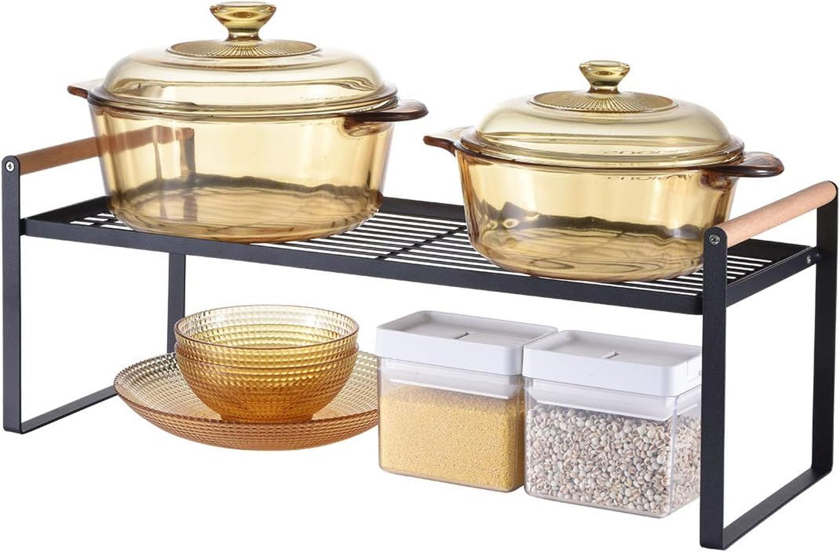 Kitchen Countertop Organizer, Cupboard Stand Spice Rack, Cabinet Pantry Shelf, Counter Organization and Storage for Kitchen Bathroom Office (Black, 23.50 Inches)