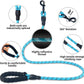 Dog Leash - 2FT/5FT/6FT Thick Nylon Rope with Comfortable Padded Handle, Reflective, Collapsible Pet Bowl & Garbage Bags (Blue, 1/3" X 5 FT)