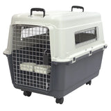 Plastic Kennel for Dogs, Wire Door, IATA Airline Approved, Travel Crate, with Wheels, Gray, Large, 32" L X 22" W X 23" H