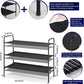 3 Tier Free Standing Shoe Rack, Metal Shoe Storage Shelf for 9-12 Pairs, Easy to Assemble, Entryway, Bedroom, Black