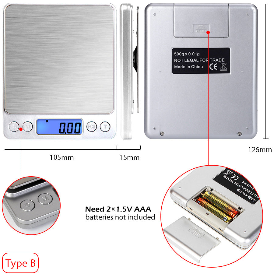 Digital Electronic Kitchen Food Diet Postal Scale Weight Balance 5KG 1G 11Lb Kitchen Scales Stainless Steel Weighing for Food Diet Postal Balance Measuring LCD Precision Electronic
