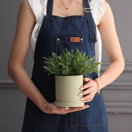 Flower Pot - Nordic Ceramic Cylindrical Planter Drainage Deribla Store