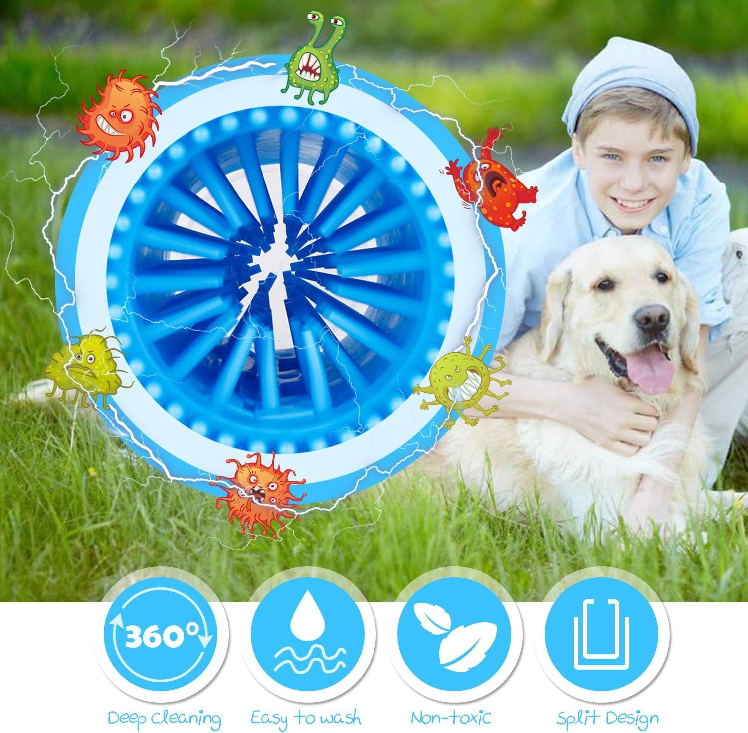 Portable Dog Paw Cleaner Upgrade Dog Paw Washer Cup Paw Cleaner for Cats and Small/Medium Dogs (Medium,Blue)