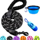 Dog Leash - 2FT/5FT/6FT Thick Nylon Rope with Comfortable Padded Handle, Reflective, Collapsible Pet Bowl & Garbage Bags (Blue, 1/3" X 5 FT)