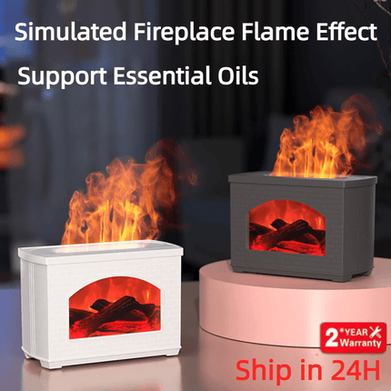 2024 New Simulated Fireplace Air Humidifier Flame Effect Aroma Oil Diffuser Aromatherapy Humidifiers Mist Sprayer Air Purifier - Deribla Store