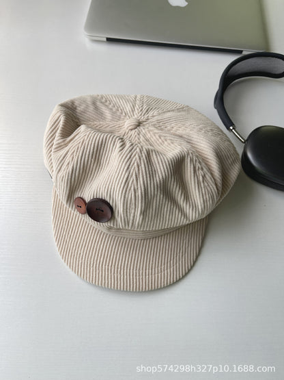 Women's Autumn Winter Japanese Brown Octagonal Cap
