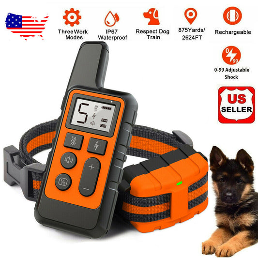 2700 FT Remote Dog Shock Training Collar Rechargeable Waterproof LCD Pet Trainer