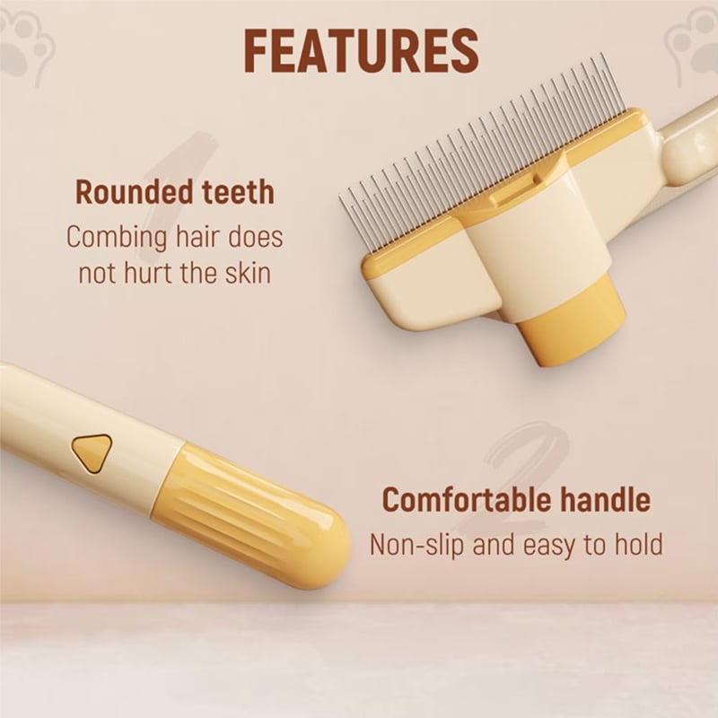 Self-Cleaning Pet Flea Comb - Washable Grooming Brush for Knot & Hair Removal - Deribla Store