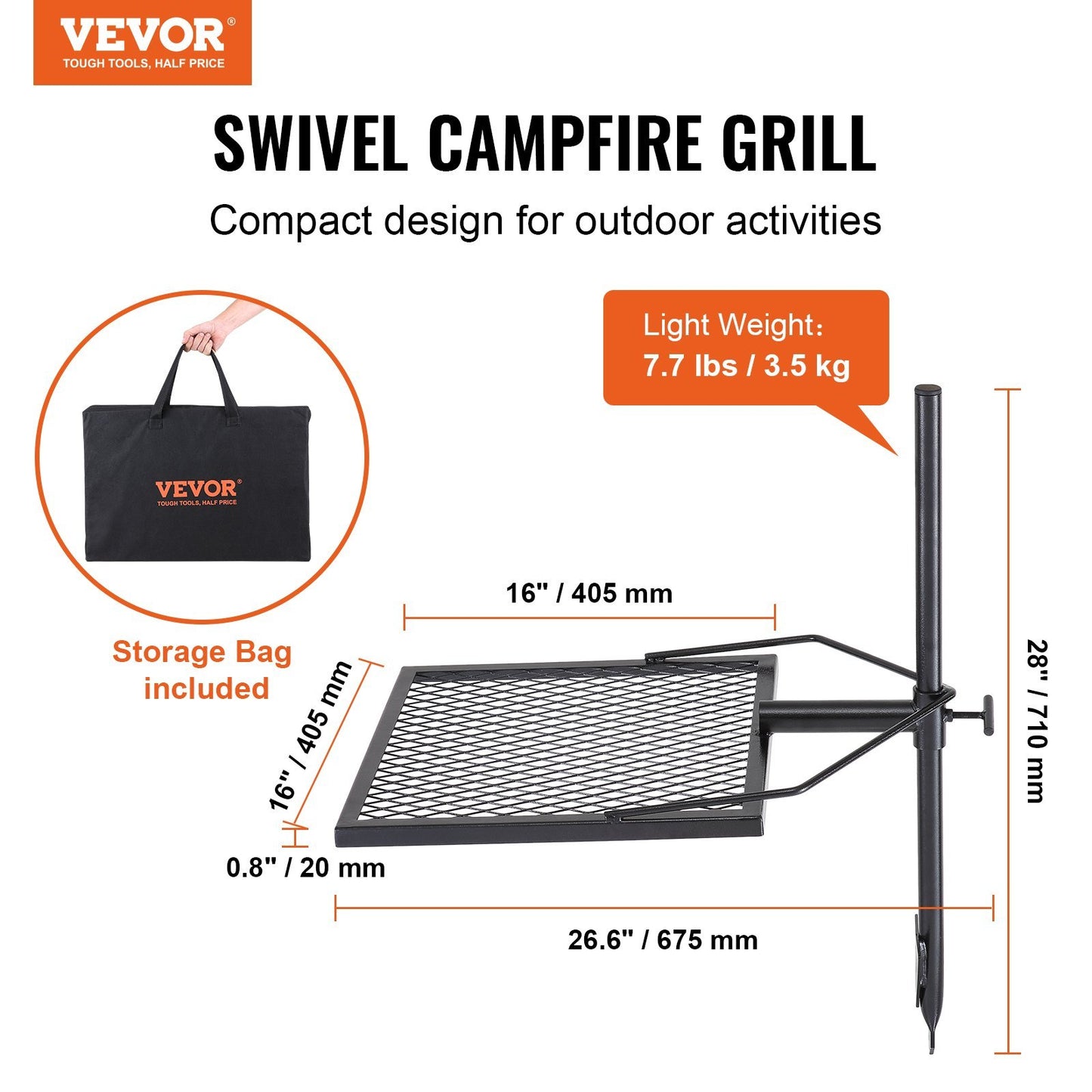 VEVOR Swivel Campfire Grill 