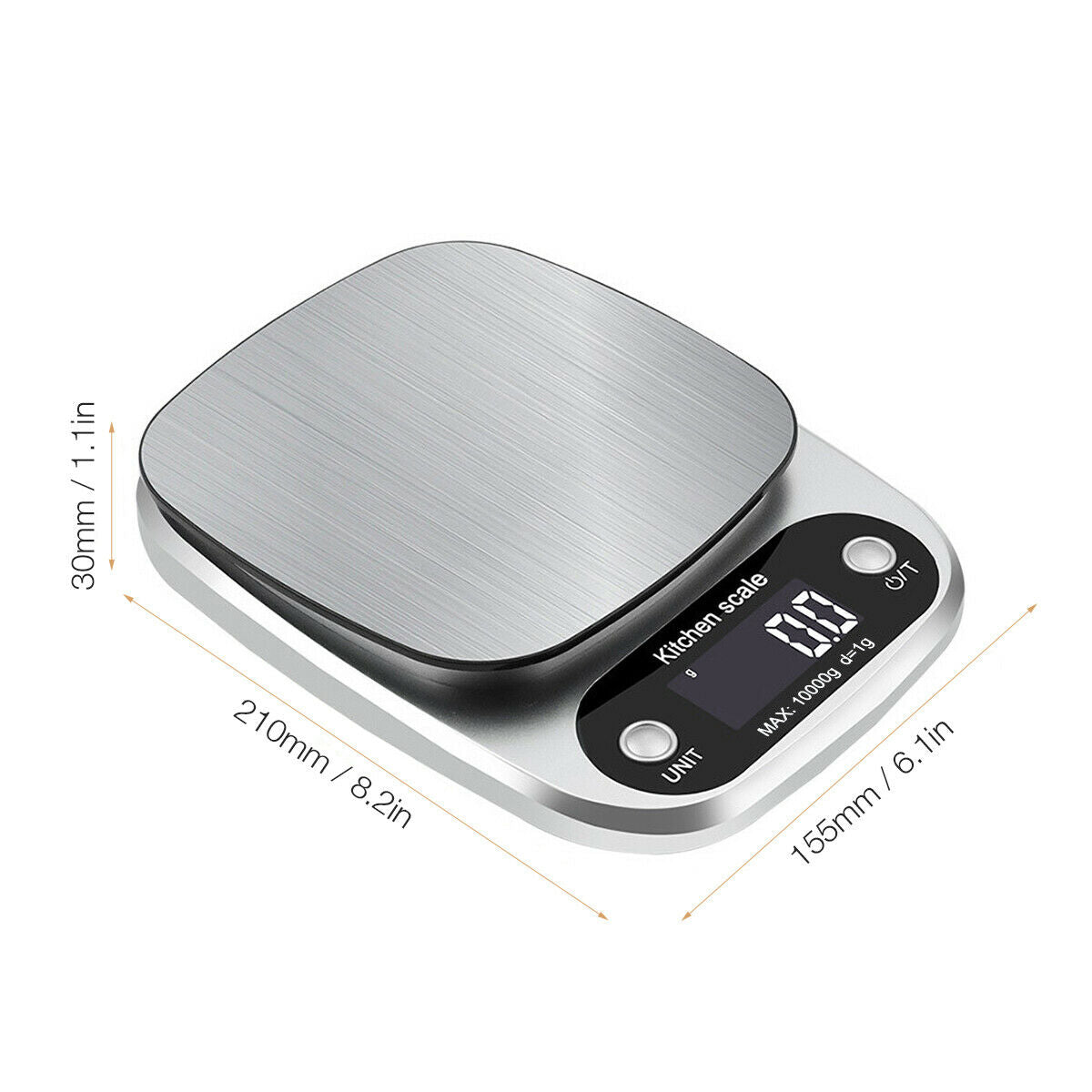 Digital Kitchen Food Diet Scale, Multifunction Weight Balance 22Lbs 1G Kitchen Scale Stainless Steel Weighing Scale for Food Diet Postal Balance Measuring