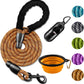 Dog Leash - 2FT/5FT/6FT Thick Nylon Rope with Comfortable Padded Handle, Reflective, Collapsible Pet Bowl & Garbage Bags (Blue, 1/3" X 5 FT)