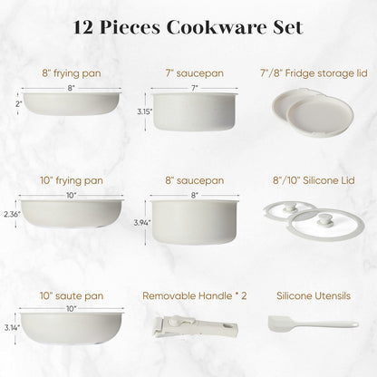 12-Piece Non-Stick Cookware Set for Kitchen Use