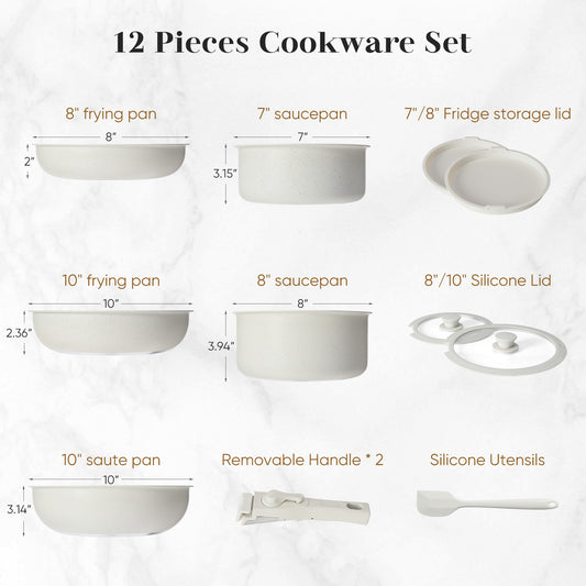 12-Piece Non-Stick Cookware Set for Kitchen Use