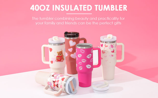 Insulated Tumbler 40oz - Stainless Steel Travel Mug with Handle Deribla Store