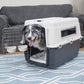 Plastic Kennel for Dogs, Wire Door, IATA Airline Approved, Travel Crate, with Wheels, Gray, Large, 32" L X 22" W X 23" H