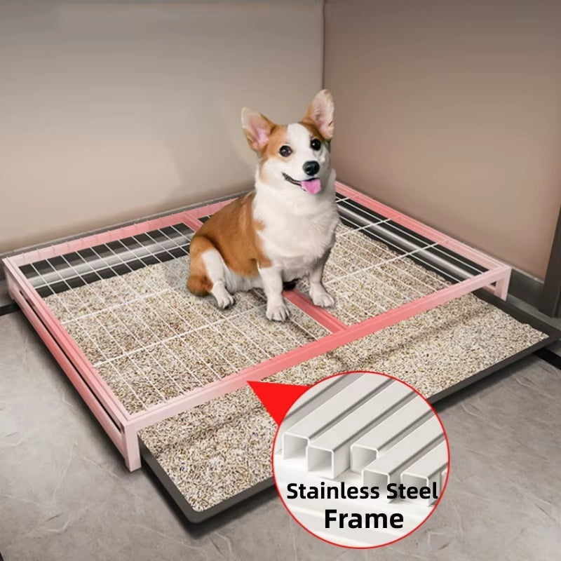 Dog Toilet Indoor Dogs Litter Box Stainless Steel Sand Basin for Puppy Training Washable Dog Toilet Cleaning Tools Pet Supplies