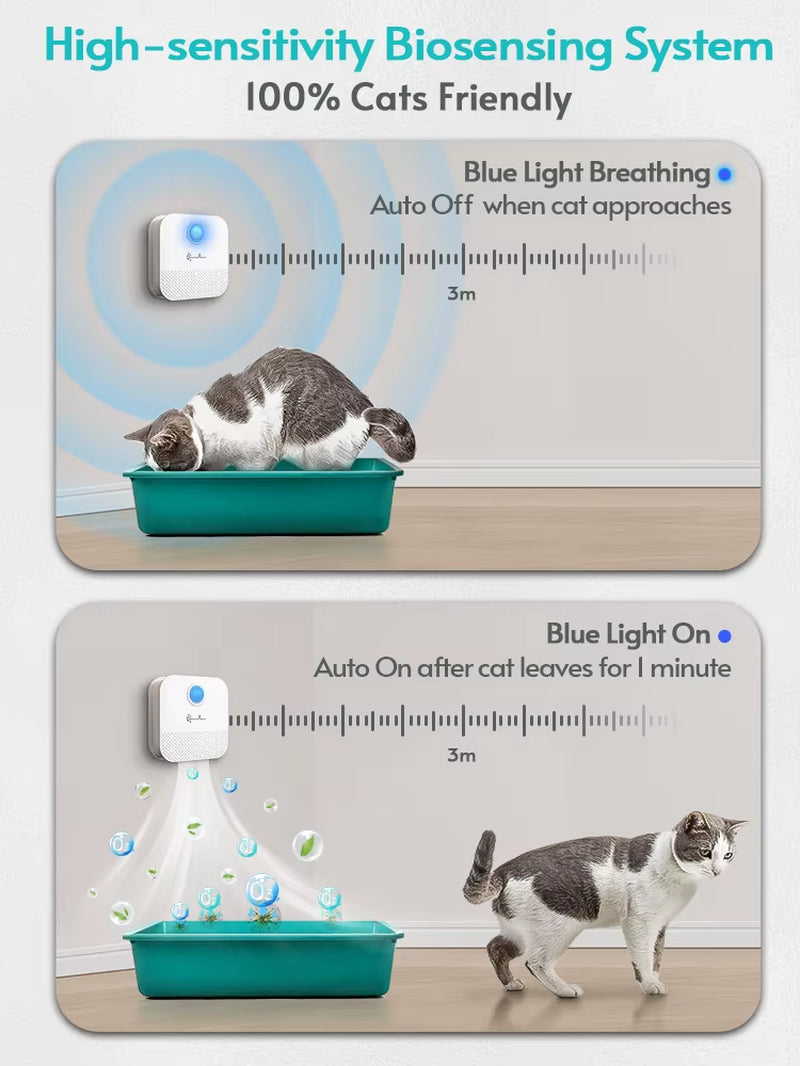 4000Mah Smart Cat Odor Purifier for Cats Litter Box Deodorizer Dog Toilet Rechargeable Air Cleaner Pets Deodorization