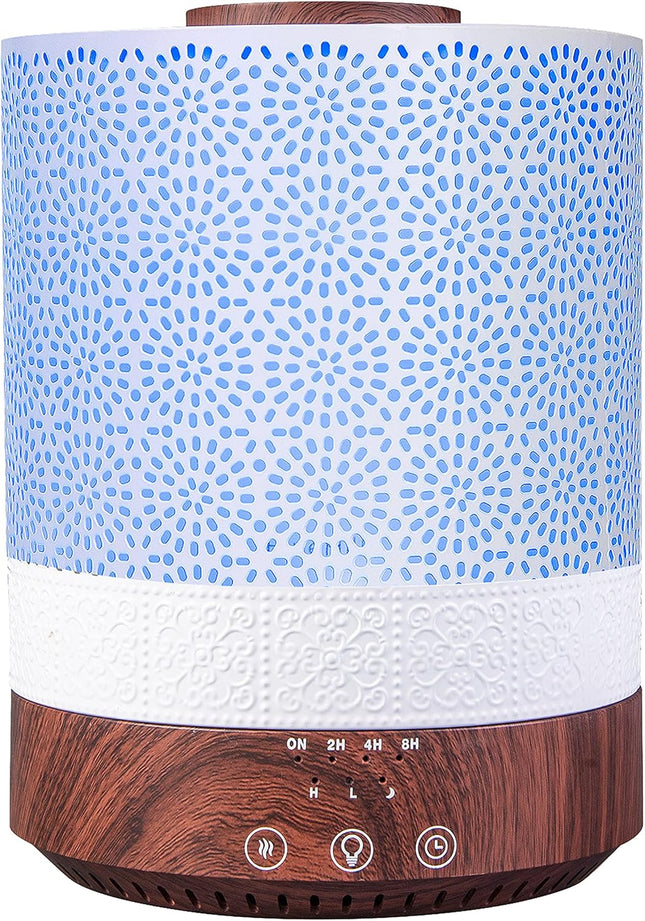 2500 ML XL Essential Oil Diffuser for Large Room Aroma Humidifier Home Decor Bed Baby Room Big Huge 2.5 L Capacity Long Run Color Lights Decorative Design High Mist Dark Wood Grain F004